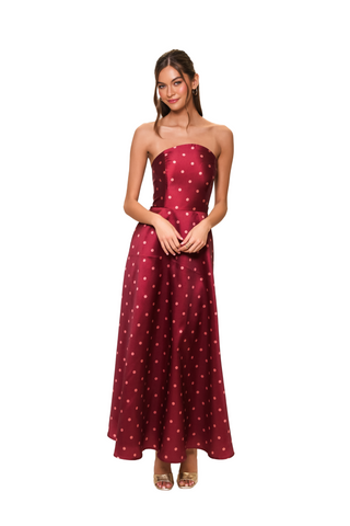Victoria Dress, Pomegranate Polka Dot