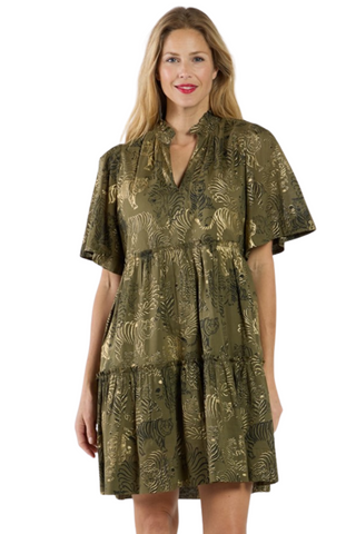 Shirley Dress, Tiger Safari Loden