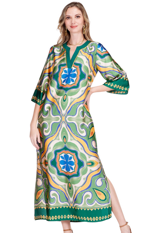 Trimmed Maxi Dress, Moroccan Tile