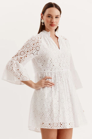 Abbie Eyelet Dress, White