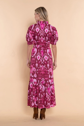 Birdie Dress, Merlot Ikat