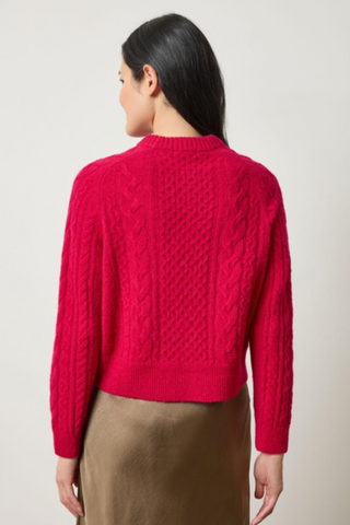 Mixed Stitch Pullover, Fuchsia