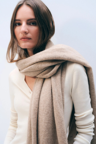 Cashmere Travel Wrap, Taupe Heather