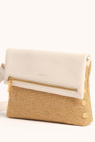 VIP Med Handbag, Calla Lily White Raffia