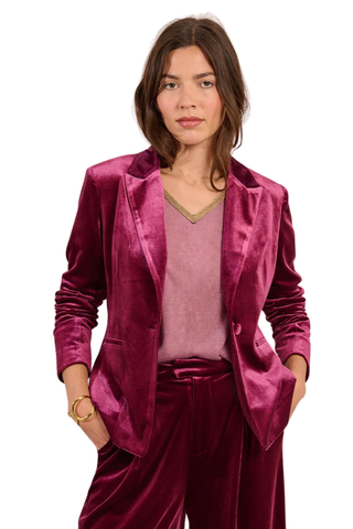 Velvet Blazer, Dark Red