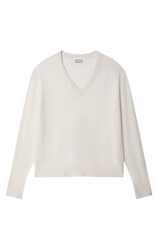 Cashmere V-Neck Sweater, Soft White