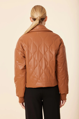 Faux Leather Quilted Jacket, Camel