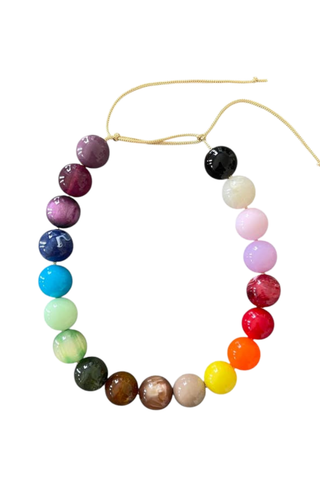 KMS Gems Chunky Beaded Necklace featuring oversized 20mm beads on an adjustable silk cord.