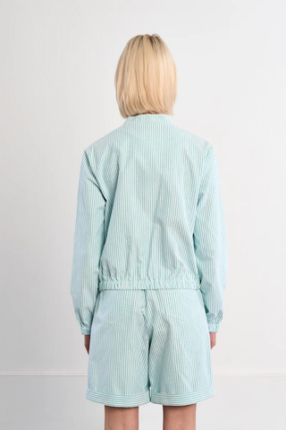 Molly Bracken mint zip front jacket with subtle stripe texture