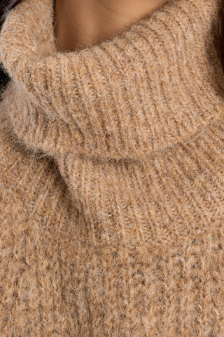 Molly Bracken Knitted Sleeveless Sweater in beige with a relaxed fit, round neckline, and textured knit finish.