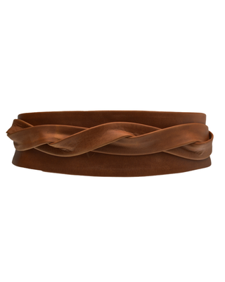 ADA handcrafted genuine leather wrap belt with adjustable tie design.