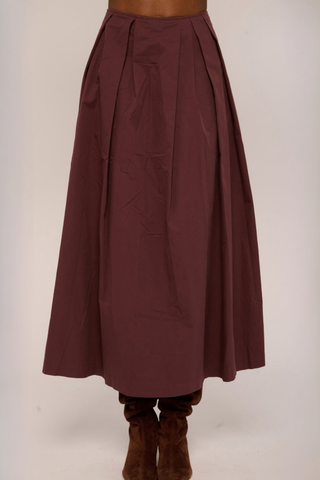 Love the Label Ridley Skirt in Deep Mahogany featuring a flowing full-length silhouette in a rich brown shade.