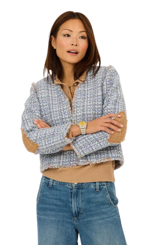 Fringe Short Jacket, Blue-Multi