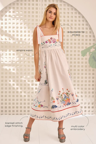 Stefy Dress, Multi Embroidery