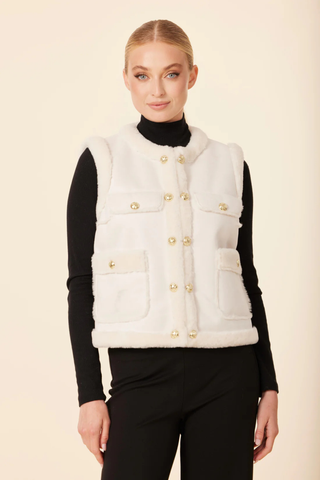 Coco Faux Shearling Vest, Cream