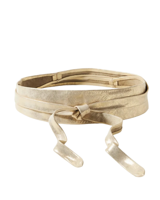 ADA handcrafted genuine leather wrap belt with adjustable tie design.