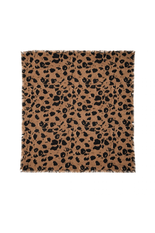Kerri Rosenthal Cashmere Cheetah Bandana in Multi featuring a brown and black cheetah print on featherweight cashmere with fringe edging.