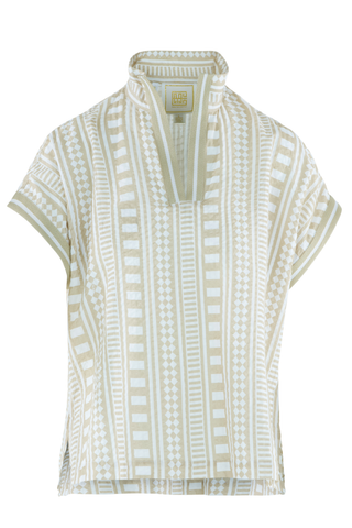 Short-sleeve top with a pattern on a white background
