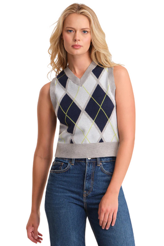Estelle Argyle Vest, Grey Mist Heather