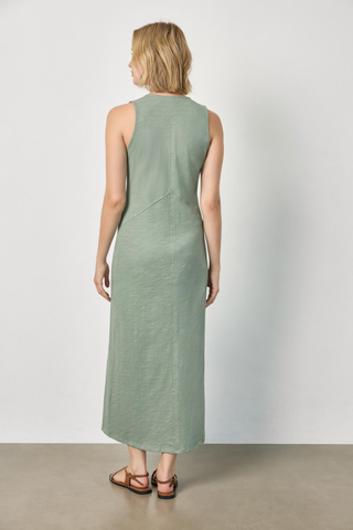 V-Neck Seamed Maxi Dress, Sage