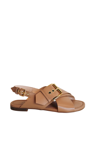 AGL Cristina sandal in syrup with wide leather straps and buckle closure