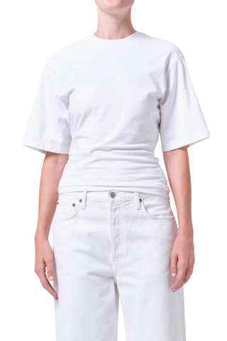AGOLDE Storey Tee in white featuring a relaxed fit with short sleeves and a classic crew neckline