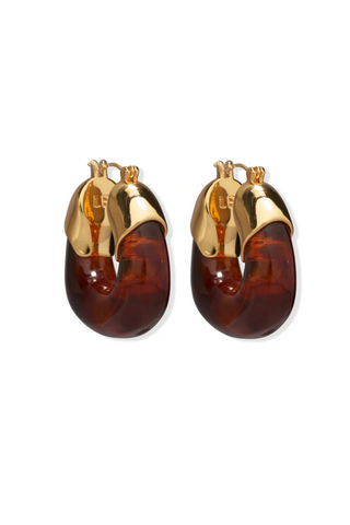 Lizzie Fortunato Organic Hoop earrings featuring gold-plated brass hoops with translucent resin accents