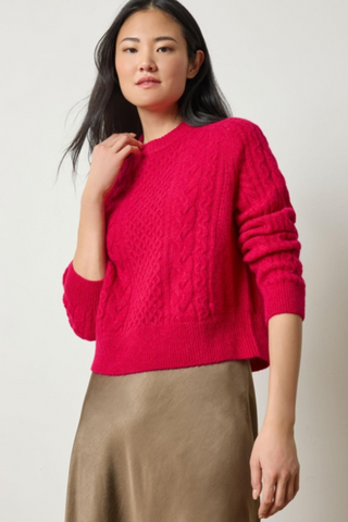 Mixed Stitch Pullover, Fuchsia