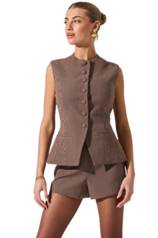 Gisselle Vest, Brown Wine Plaid
