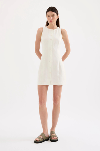 Mazi Linen Mini Dress, White