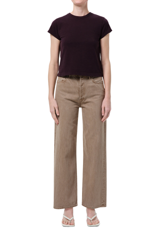 AGOLDE Ren wide-leg jean in Trail brown wash.