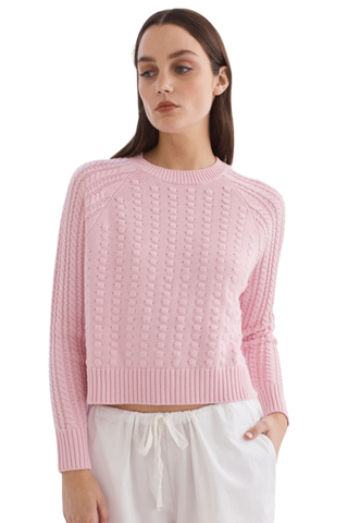 Popcorn Raglan Sweater, Peppermint