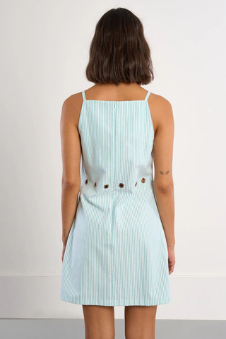 Molly Bracken mint mini dress with thin straps and button detail