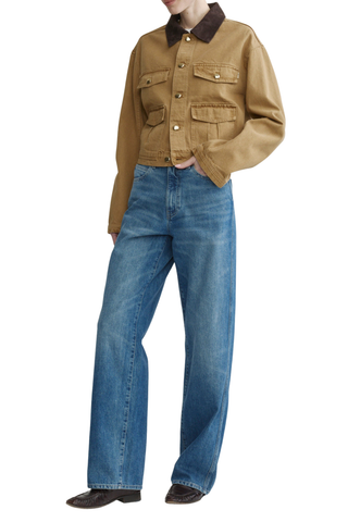 DL1961 Kaylen Soft Curve Jean in Authentic classic blue denim with a high rise and relaxed curved leg.