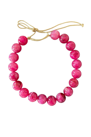 KMS Gems Chunky Beaded Necklace featuring oversized 20mm beads on an adjustable silk cord.
