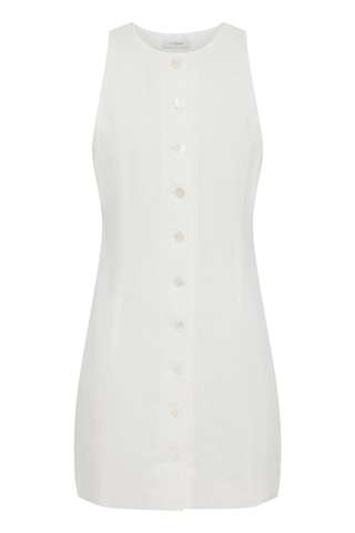 Mazi Linen Mini Dress, White