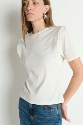 Thea Sleeve Inset Top, Porcelain