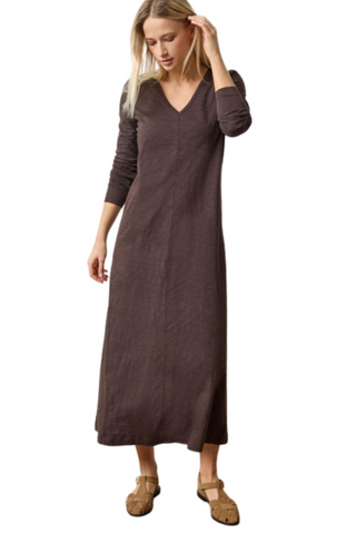V-Neck Maxi Dress, Espresso