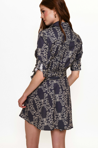 Evelyn Dress, Navy/Ivory Rodeo