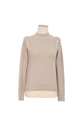 Shoulder Detail Sweater, Beige