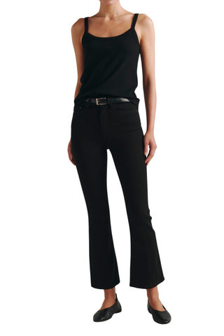 DL1961 Bridget Boot Crop Jean in Hail no-fade black denim with a high-rise waist and cropped bootcut leg.