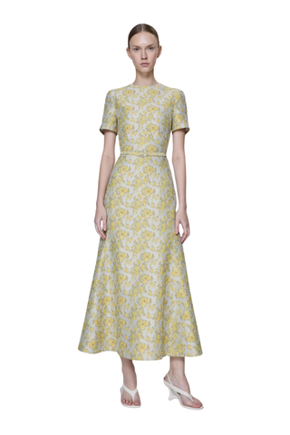 Caraline Jacquard Midi Dress, Buttercream