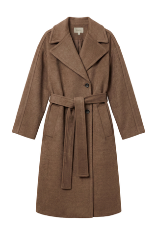 Nola Belted Coat, Smoked Pewter