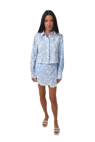 Farlowe Cropped Button Down Shirt, Tidepool