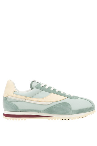 ONCEPT Rennes Sneaker in Agave featuring soft sage green Italian suede, neutral accents, and a retro running-inspired silhouette.