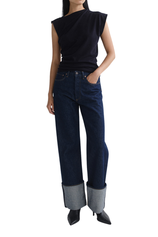 AGOLDE Big Cuff Jean in Rinse with oversized cuffed hem.