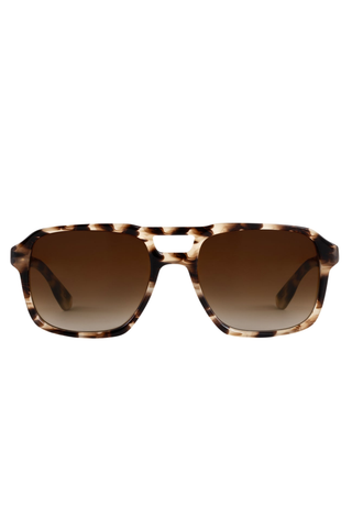 Krewe Ryder Sunglasses in Blonde Venezia featuring an oversized tortoise-inspired acetate frame and amber gradient lenses.