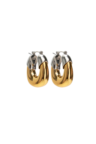 Lizzie Fortunato Mini Organic Hoop earrings featuring gold-plated brass hoops with translucent resin accents