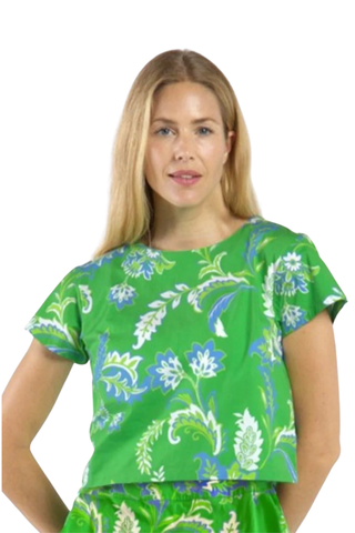 Ellen Top, Feathered Floral Grass