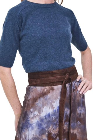 ADA Collection Wrap Belt in Chocolate Suede featuring a rich dark brown suede finish and adjustable multi-wrap silhouette.